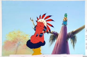 Asterix in America Original Production Cel Zeichentrickfolie & Backround