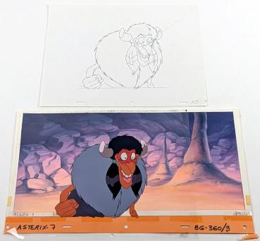 Asterix in America , Original Production Cel / Zeichentrickfolie mit Hintergrund