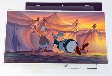 Asterix in America / Original Production Cel - Zeichentrickfolie mit Hintergrund