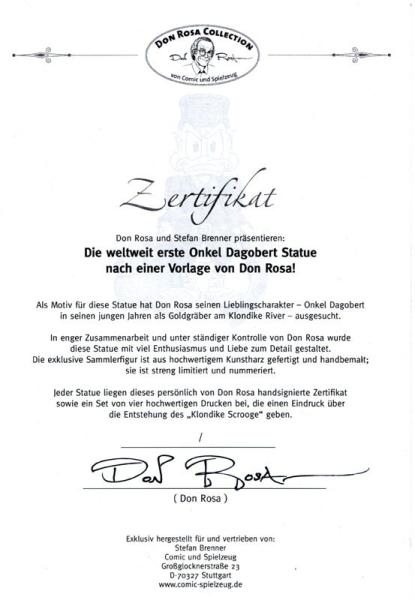 DON ROSA ONKEL DAGOBERT FIGUR - SCROOGE STATUETTE - LIMITIED & SIGNED