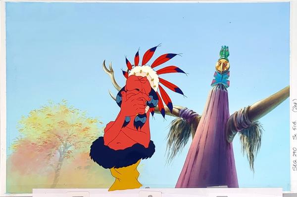 Asterix in America Original Production Cel Zeichentrickfolie & Backround