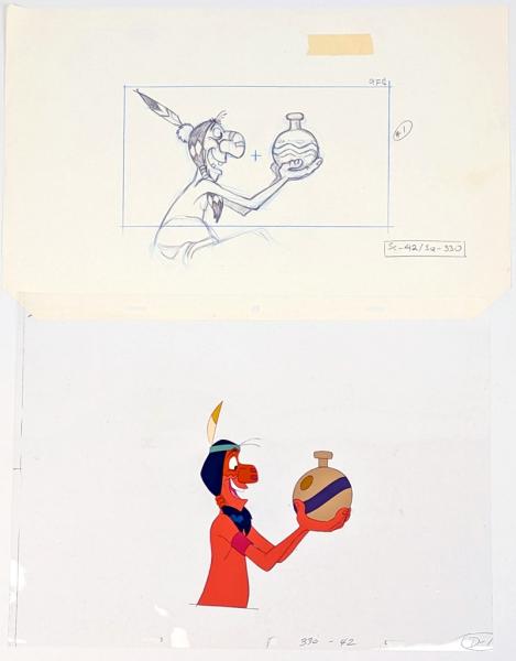 Asterix in America, Original Production Cel Zeichentrickfolie + Vorzeichnung
