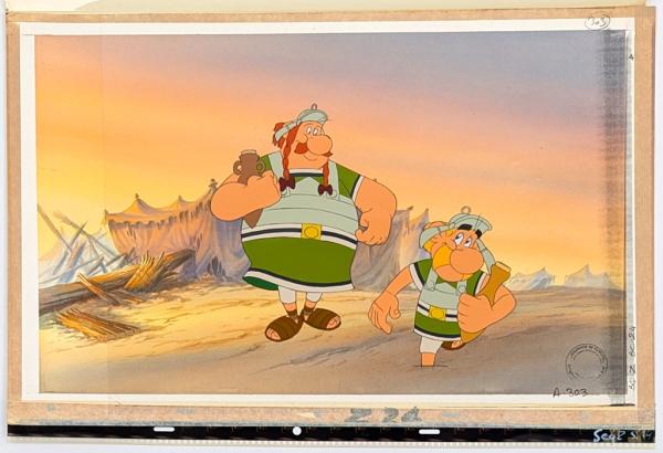 Asterix in America Original Production Cel Zeichentrickfolie & Backround!!