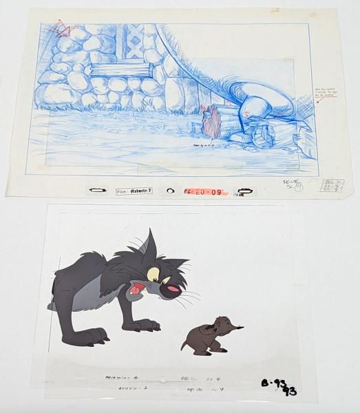 Asterix in America! Original Production Cel, Zeichentrickfolie + Vorzeichnung