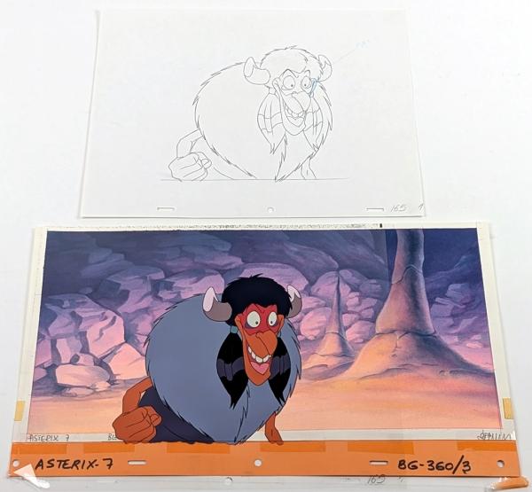 Asterix in America , Original Production Cel / Zeichentrickfolie mit Hintergrund