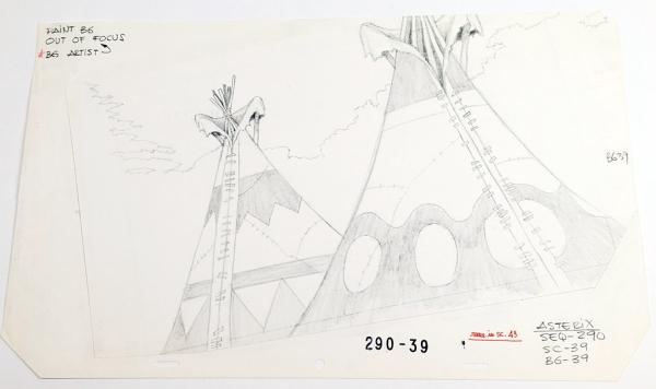 Asterix in America / Original Production Cel , Zeichentrickfolie mit Hintergrund