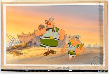 Asterix in America Original Production Cel Zeichentrickfolie & Backround!!