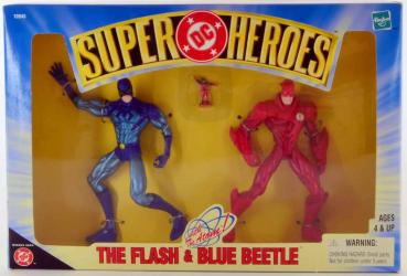THE FLASH vs. BLUE BEETLE - DC SUPERHEROES - action figure set of 2 HASBRO 1999