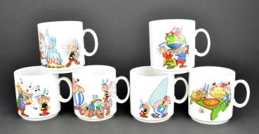 Vintage Asterix und Obelix OVP Tassen-Set - 6 Tassen von 1980 - Kroener Bavaria
