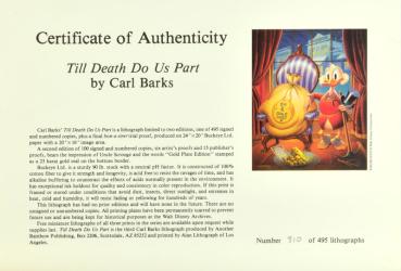 Carl Barks Lithographie TILL DEATH DO US PART signiert SIGNED - Another Rainbow