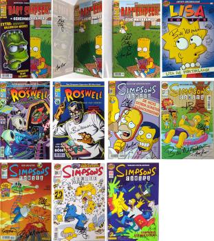 Signierte Comics von Simpsons, Roswell, Bart Simpson - Auswahl