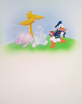 Disney-Originalzeichnung aus "Eine Ente wie du und ich" 1984 Donald Engel Teufel!