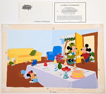 Disney Original Art - Micky Maus Überraschungsparty - Gouache auf Künsterkarton