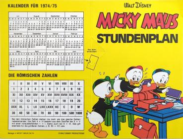 Preview: Micky Maus Beilage aus Heft 34 / 1974 - Stundenplan
