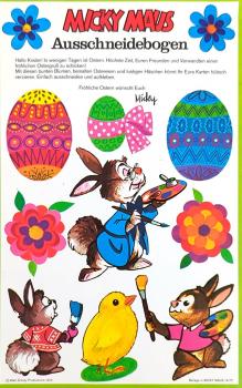 Micky Maus Beilage aus Heft 14 / 1972 - Ausschneidebogen / Osternbogen