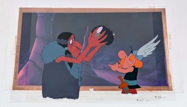 Asterix in America! Original Production Cel Zeichentrickfolie + Backround