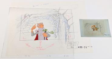 Asterix in America! Original Production Cel Zeichentrickfolie & Vorzeichnung