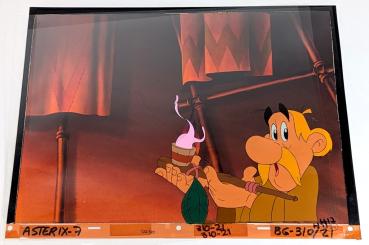 Asterix in America / Original Production Cel / Zeichentrickfolie mit Hintergrund
