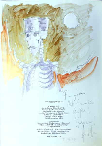 Unter Knochen # 1 v. Eric Liberge, signiert & farbige Originalzeichnung, Speed