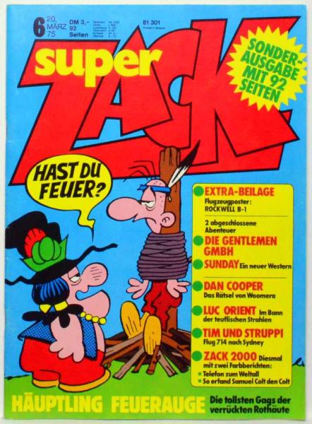 ZACK - Heft 6 / 1975 - Z: 1- mit Tim und Struppi / Koralle Verlag