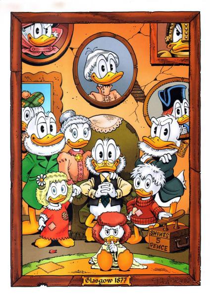 DON ROSA Druck DAGOBERT DUCK Familienporträt Glasgow 1877