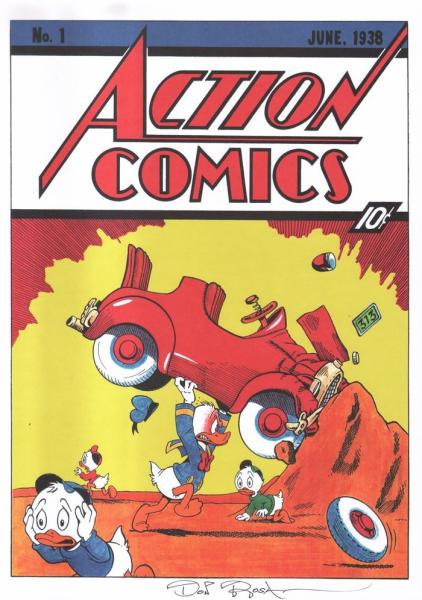 DON ROSA Parodie Druck / parody print ACTION COMICS cover #1 signed