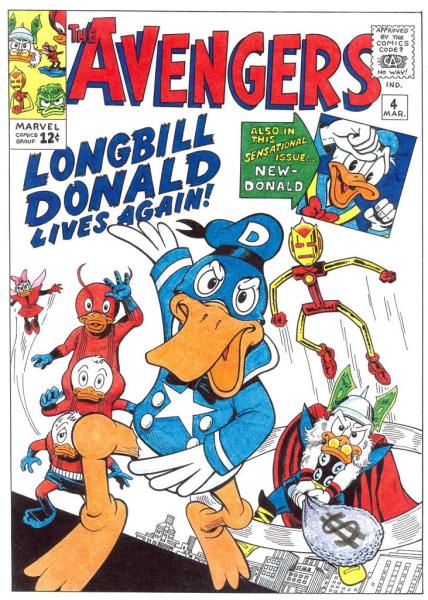 DON ROSA Parodie Druck / parody print AVENGERS Cover #4