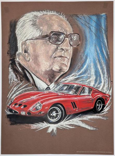 Großer Enzo Ferrari Kunstdruck von Jorge Ferreyra Basso - Galerie Auto & Kunst