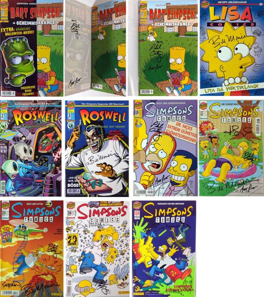 Signierte Comics von Simpsons, Roswell, Bart Simpson - Auswahl