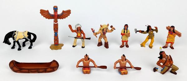 Bullyland 8 Indianer + Totem + Kanu Konvolut