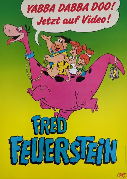 Fred Feuerstein - 1980er Werbeplakat Tafel NEUWERTIG - Hanna-Barbera Productions