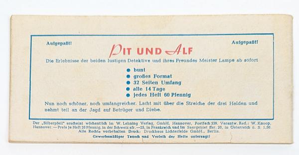 Silberpfeil Piccolo Nr. 1 von 1957 - sehr gut / Z: 1-2 , original Lehning