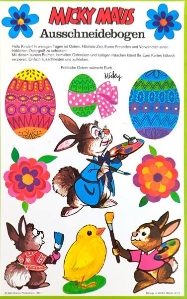 Micky Maus Beilage aus Heft 14 / 1972 - Ausschneidebogen / Osternbogen